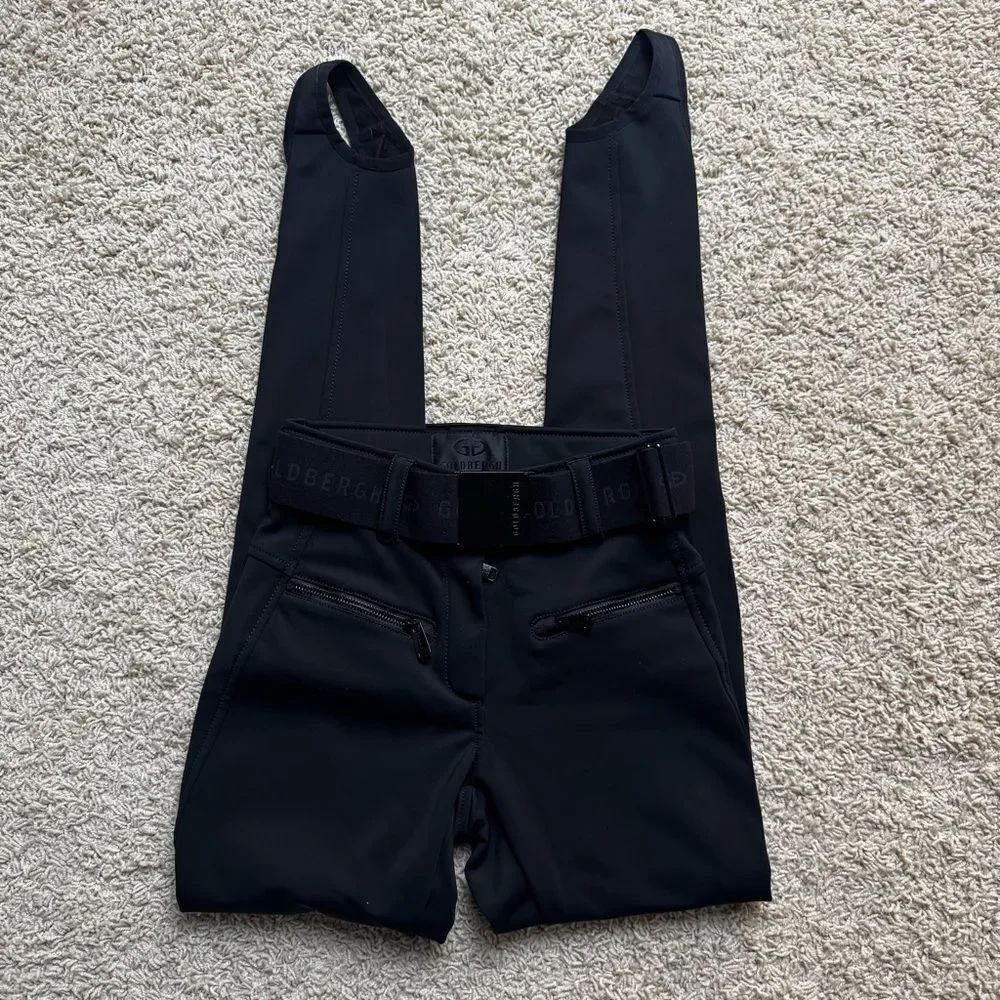 Goldbergh Paris Belted Black Slim-leg Stirrup Ski Pants US 2 Waterproof